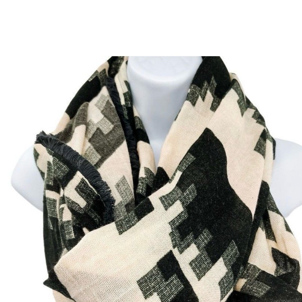 Urban Outfitters Staring at Stars Infinity Scarf Fringe Geometric Knit